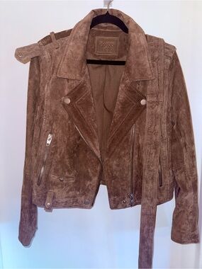 BLANKNYC Brown Suede Moto Jacket Size L Belted Biker Motorcycle